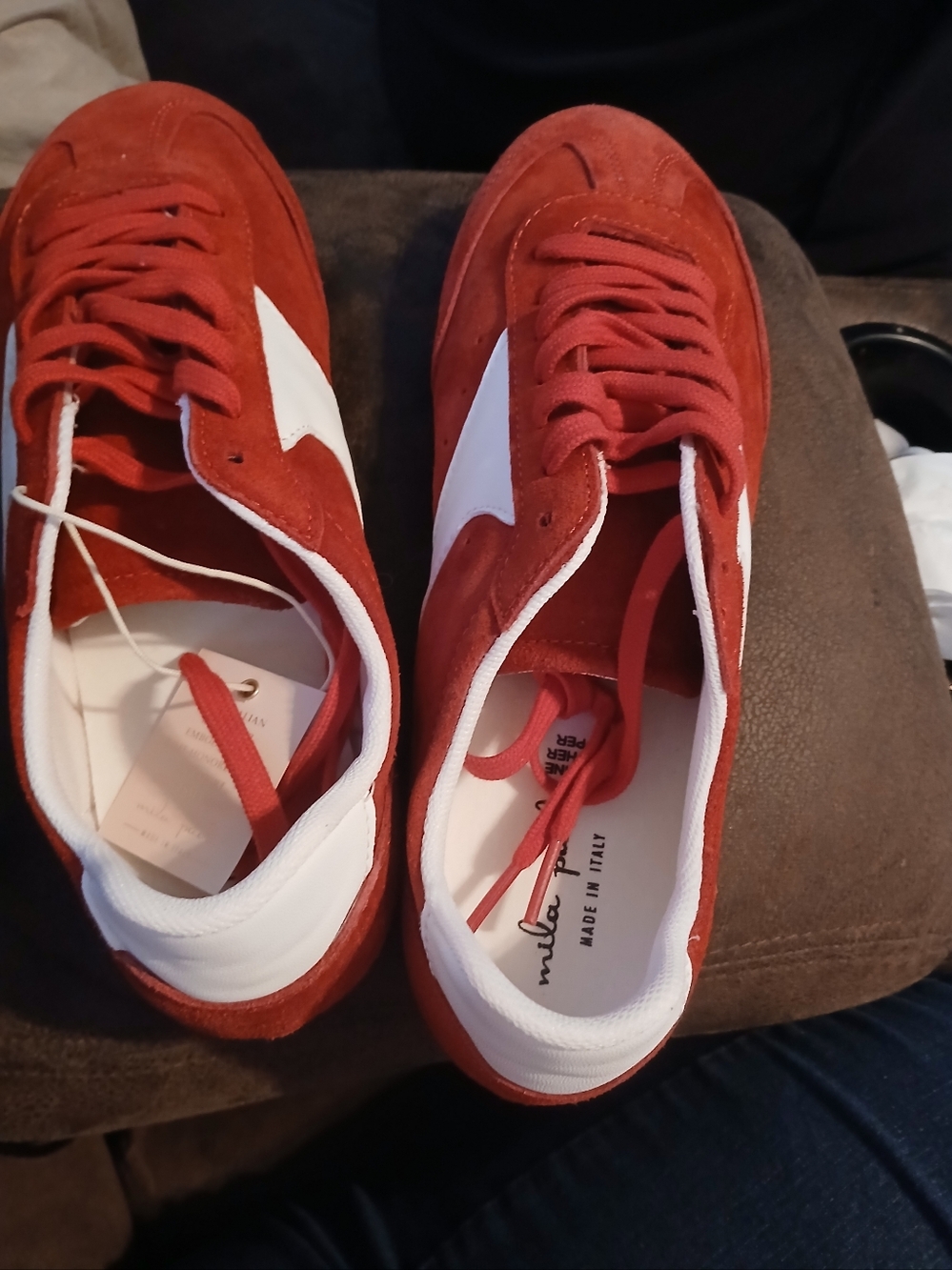 Mila Paioli Made in Italy Red Suede Women's Sneakers Size 9.5. NWT